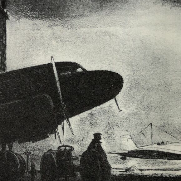 William Healslip "Airport" 1930s Art Print Treasury Collection Sketch Vintage - Picture 5 of 12